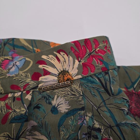 Vintage Geiger Pleated Floral Skirt Light-Weight Wool UK 42 US 12 - Picture 6 of 11